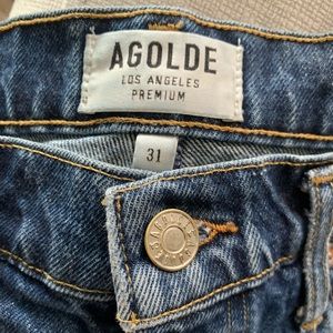 AGOLDE - High waisted distressed denim shorts